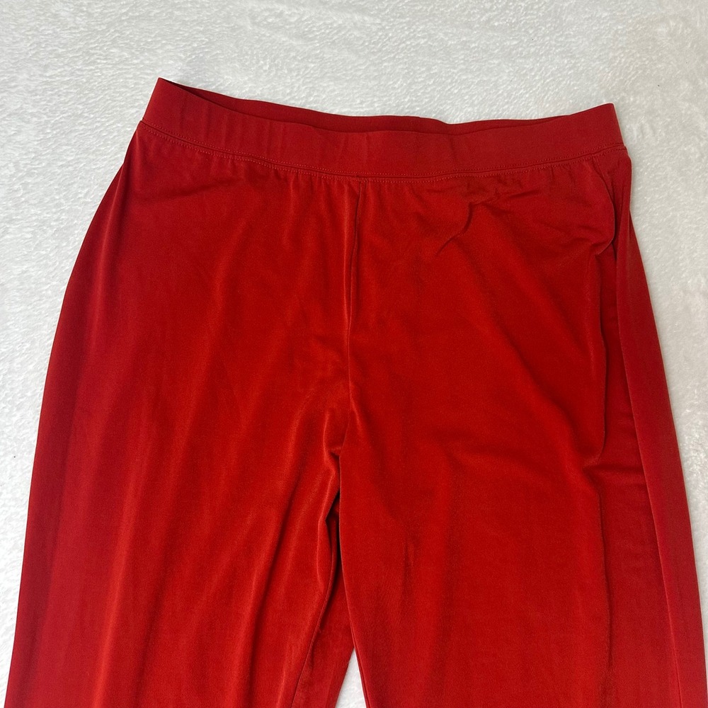 Susan Graver Liquid Knit Red Pull-On Straight Leg Pants Size M Travel Workwear - Picture 2 of 8